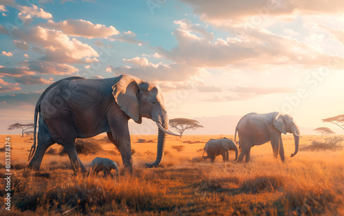 Elephant in the wild, wild nature and animals concept
