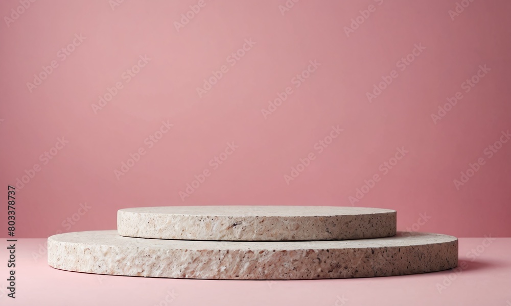 Stone Product Podium on Pink Background Stone Product Podium on Pink Background