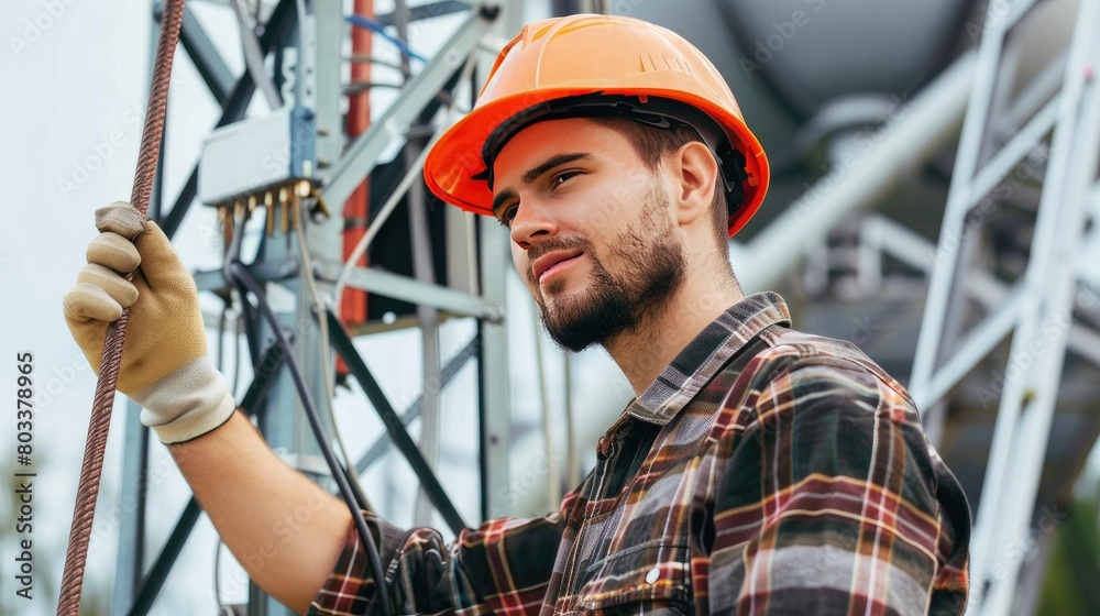 The Rope Whisperer: A Hard-Hat Clad Man at Work The Rope Whisperer: A Hard-Hat Clad Man at Work