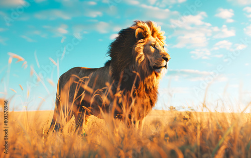 Lion in the wild  wild nature and animals concept