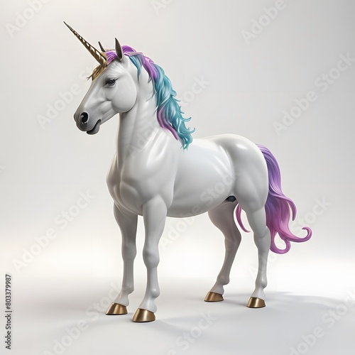 a 3D image of a unicorn with a white background,
