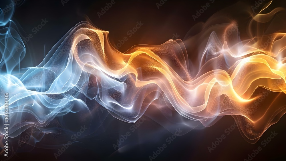 Neon smoke effect on black background for dynamic design aesthetic. Concept Neon Smoke Effect, Black Background, Dynamic Design Aesthetic
