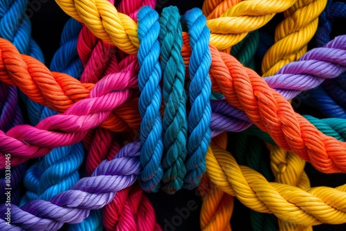 Colorful Assortment of Ropes Close Up