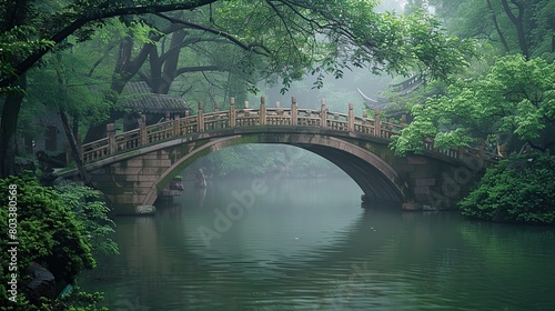 arched bridge over the river © natasya