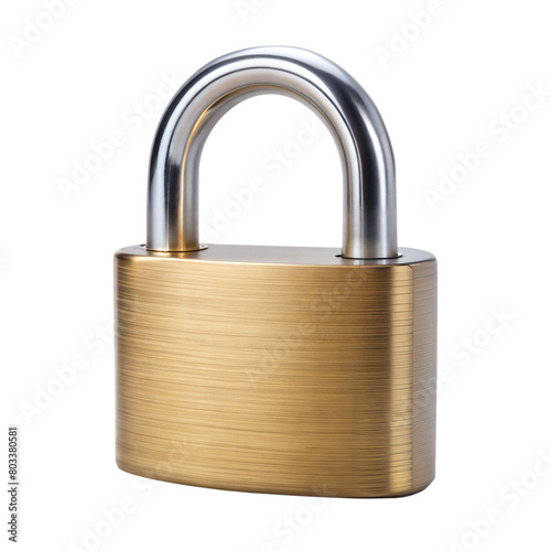 Stainless Steel Padlock With Brushed Finish and Shackle on Transparent Background