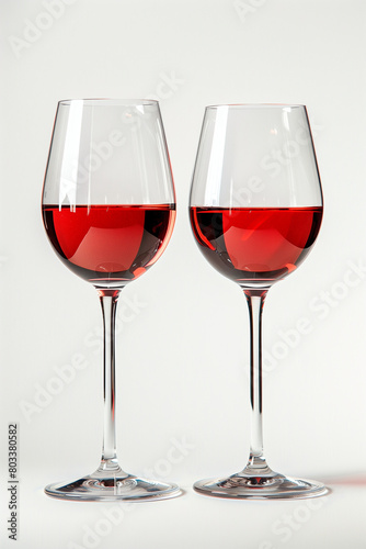 Two wine glases with red wine isolated on white. High quality photo