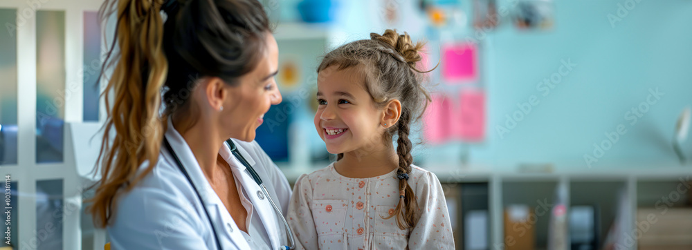 Annual Eye Exam: Young Girl's Vision Check-Up at Preschool with Female Optometrist Annual Eye Exam: Young Girl's Vision Check-Up at Preschool with Female Optometrist