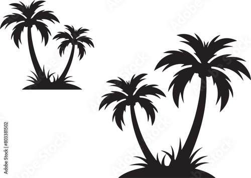 palm trees silhouettes-set of palm trees-palm trees silhouettes-set of trees-set of palms ,  palm, tree, beach, tropical, summer, vector, island, sun,  illustration, silhouette, nature, sea, travel,  © Tube Light