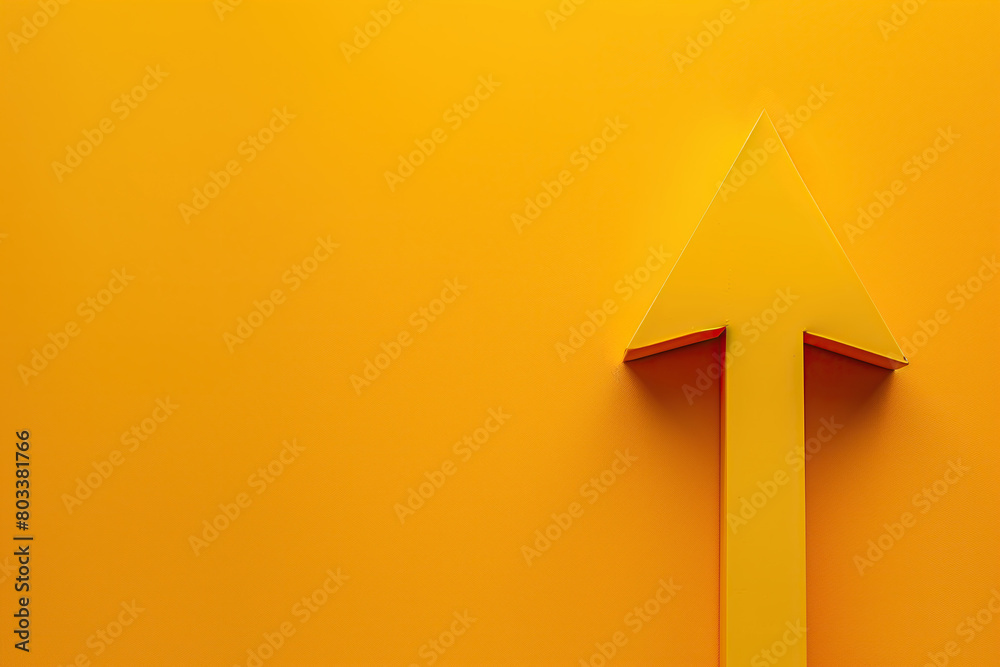 A wooden arrow pointing upwards on a bright yellow wall, symbolizing success and growth in finance and reaching targets A wooden arrow pointing upwards on a bright yellow wall, symbolizing success and growth in finance and reaching targets