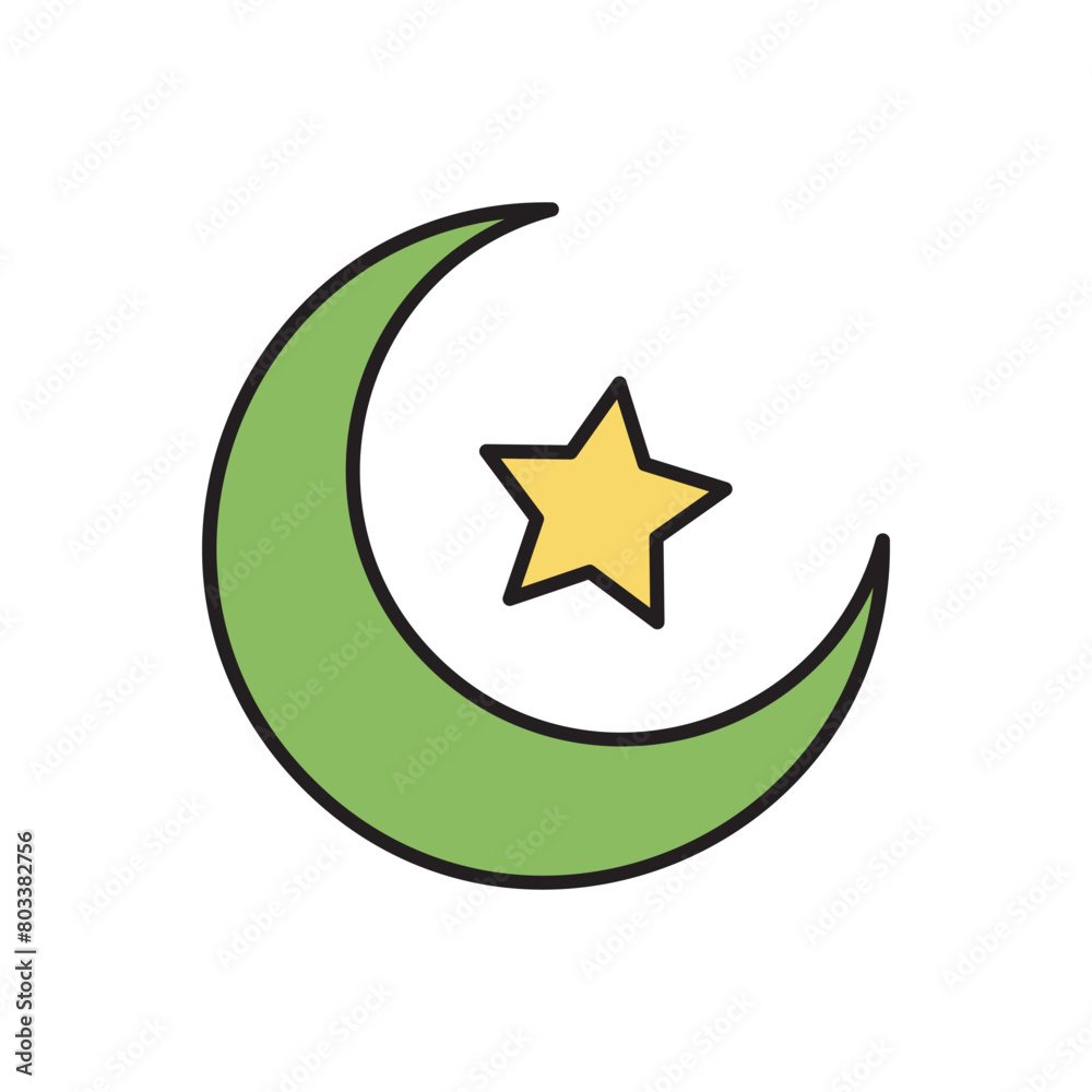 Islamic Crescent icon design with white background stock illustration Islamic Crescent icon design with white background stock illustration