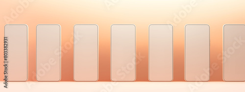 Row of white swatches on an ombr   peach background  ideal for color grading displays.
