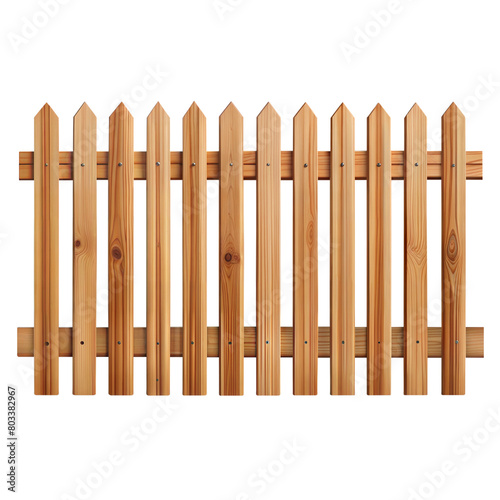 Wooden Picket Fence Illustration With a Transparent Background