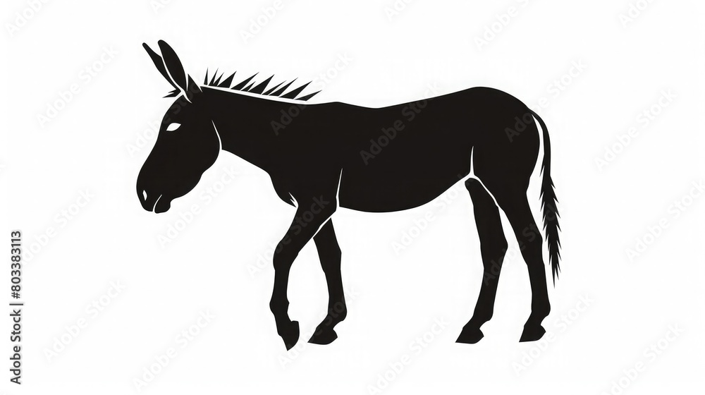 Donkey Silhouette on White Background. Isolated Vector Animal Template for Logo Company, Icon, Symbol etc