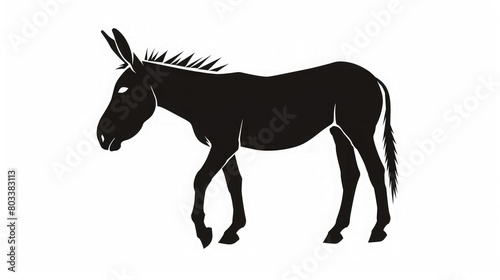 Donkey Silhouette on White Background. Isolated Vector Animal Template for Logo Company  Icon  Symbol etc