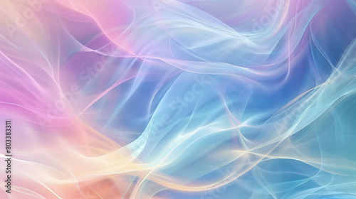 Gentle Pastel Flow, Soft Waves of Pink and Blue, Tranquil Abstract Background