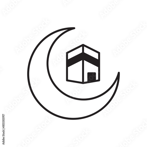 Hajj Crescent icon design with white background stock illustration photo