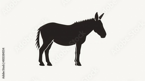 Donkey Silhouette on White Background. Isolated Vector Animal Template for Logo Company, Icon, Symbol etc