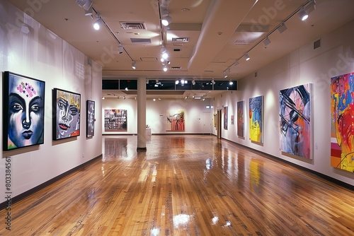 Interior of a museum with contemporary art