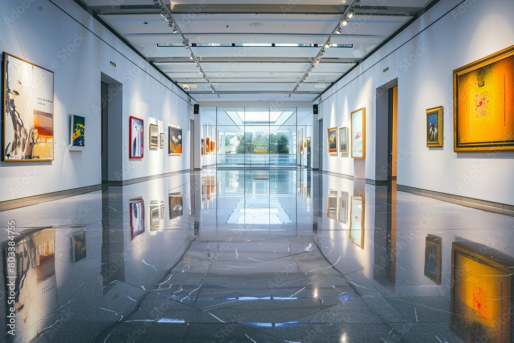 Interior of a museum with contemporary art
