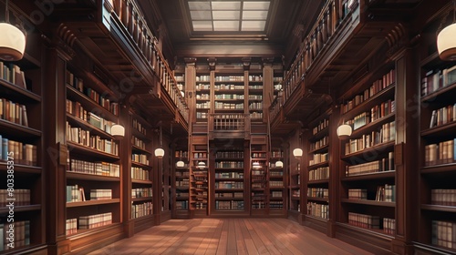 World of knowledge. Library bookshelves in college. Beauty of learning. University. Quiet space for study at university hyper realistic 