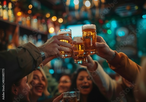 Drinking beer in the vintage pub, AI generated