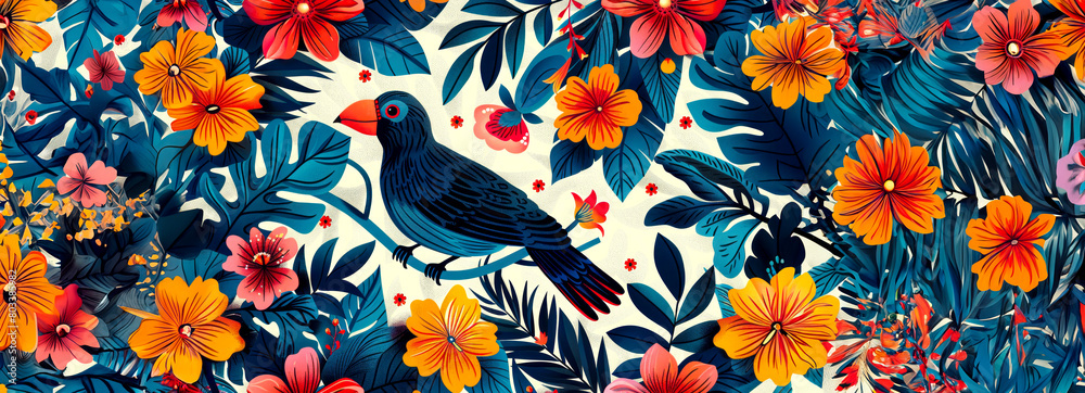 Tropical Paradise: Colorful Birds, Lush Florals, and Vibrant Patterns Inspired by the Rainforest