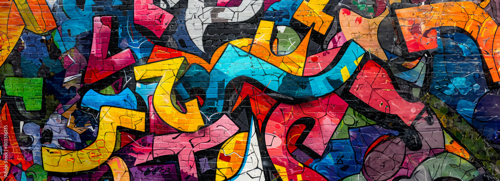 Fototapeta premium Urban Graffiti Explosion: A Seamless Pattern Celebrating the Dynamic Energy and Creative Spirit of Street Culture