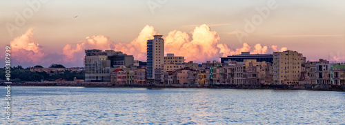 Old Havana City, Capital of Cuba, Ocean Coast. Cloudy Sunset © edb3_16