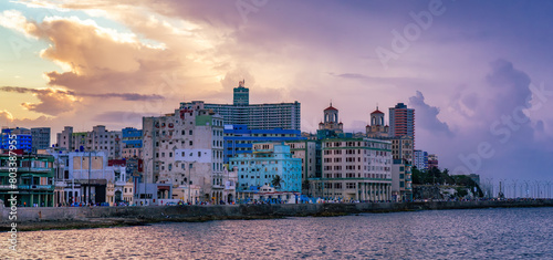 Old Havana City, Capital of Cuba, Ocean Coast. Cloudy Sunset © edb3_16