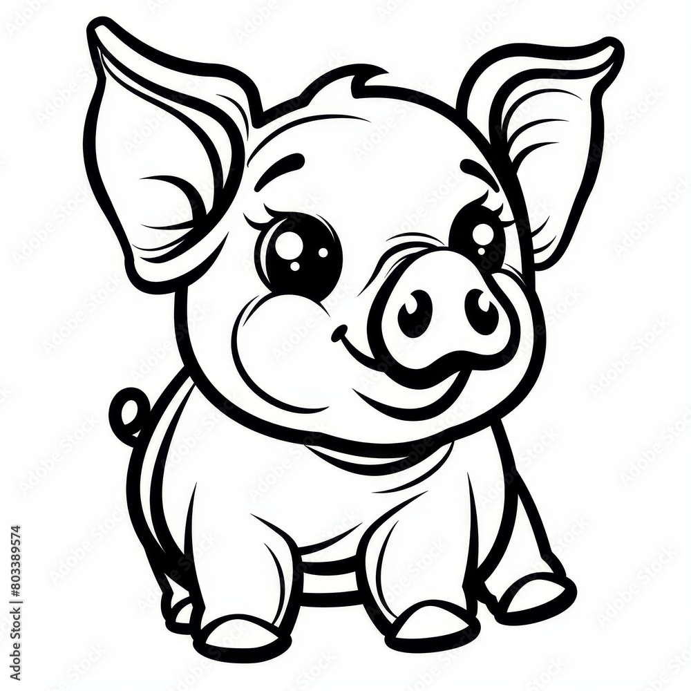 pig sits, smiling large, before white backdrop pig sits, smiling large, before white backdrop