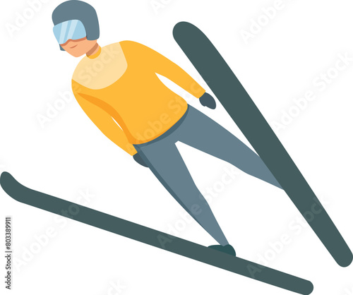 Colorful ski jumper icon cartoon vector. Happy sportsman. Game outdoor