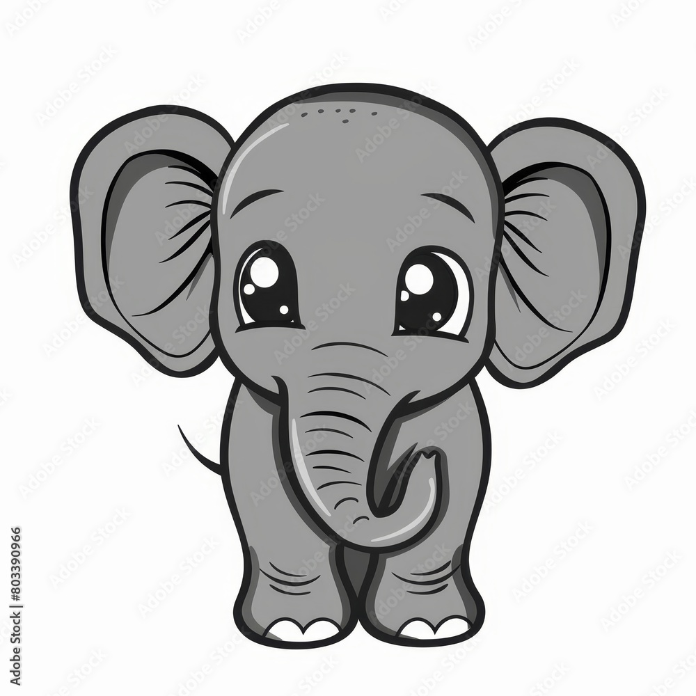 A sad-looking elephant with large eyes, standing before a white backdrop A sad-looking elephant with large eyes, standing before a white backdrop