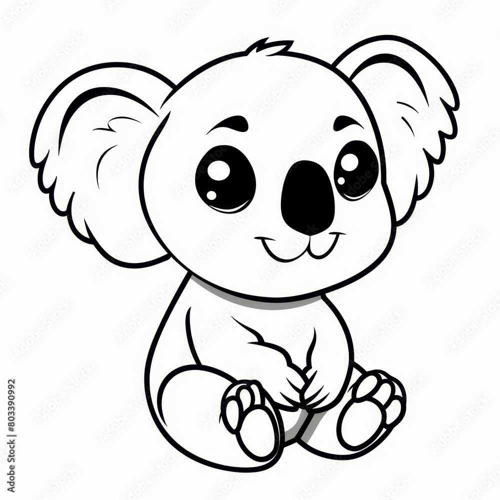 A cartoon koala with its head turned back, appearing to be sitting on the ground A cartoon koala with its head turned back, appearing to be sitting on the ground