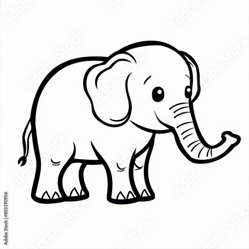   An elephant, outlined in black with tusks, is depicted against a white background © Jevjenijs