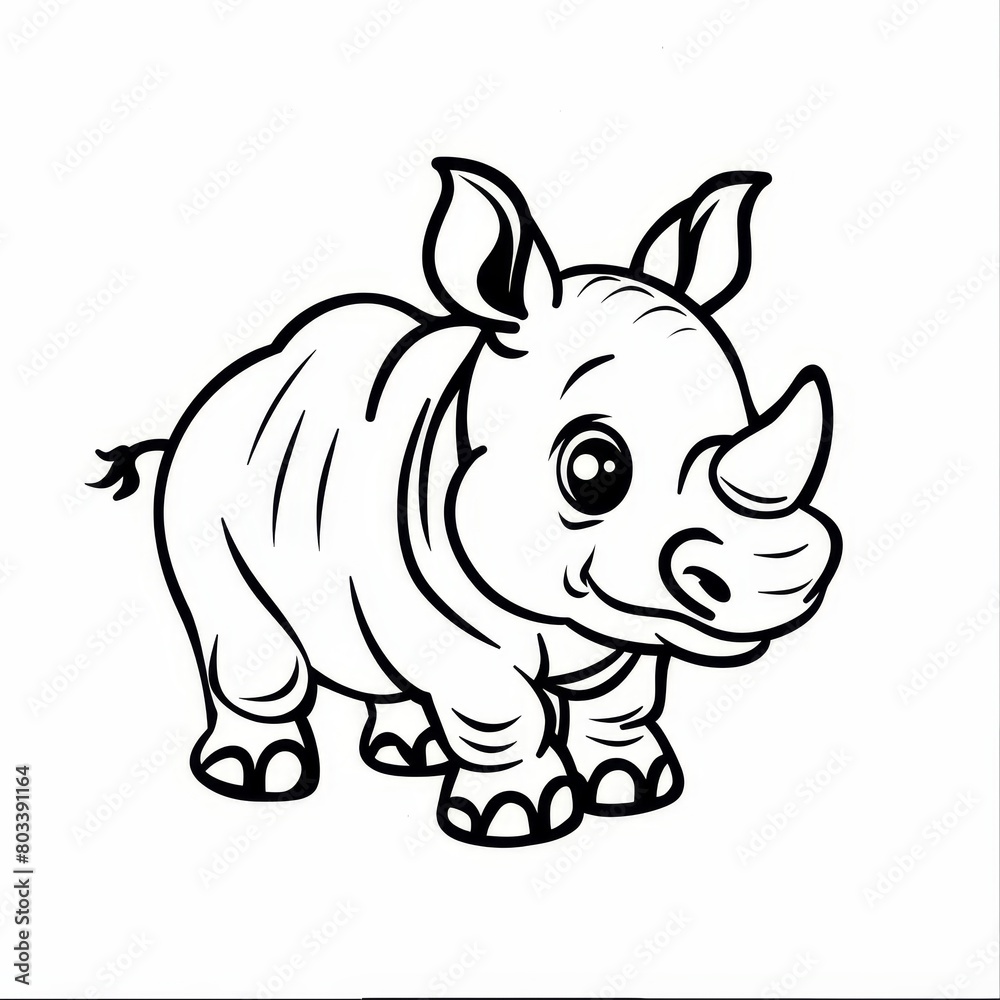  Black-and-white rhino image for coloring