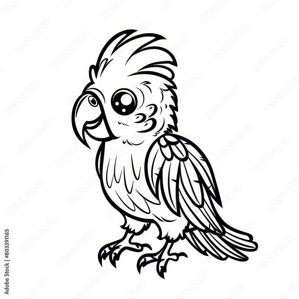A black-and-white drawing of a bird with a large beak A black-and-white drawing of a bird with a large beak