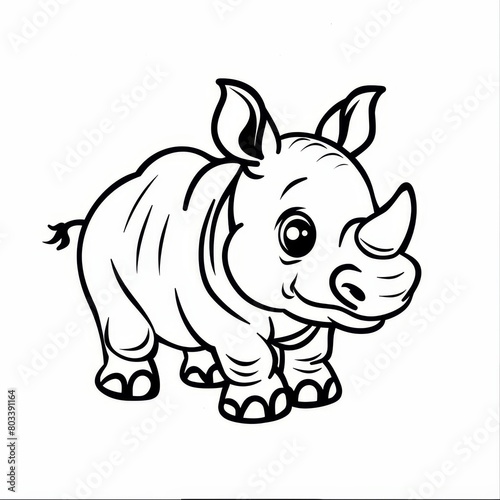  Black-and-white rhino image for coloring © Jevjenijs