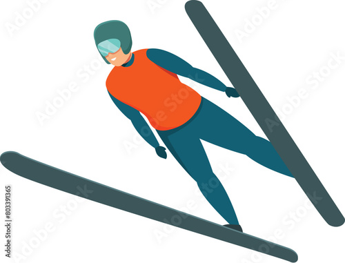 Ski active man icon cartoon vector. Travel person. Training descent
