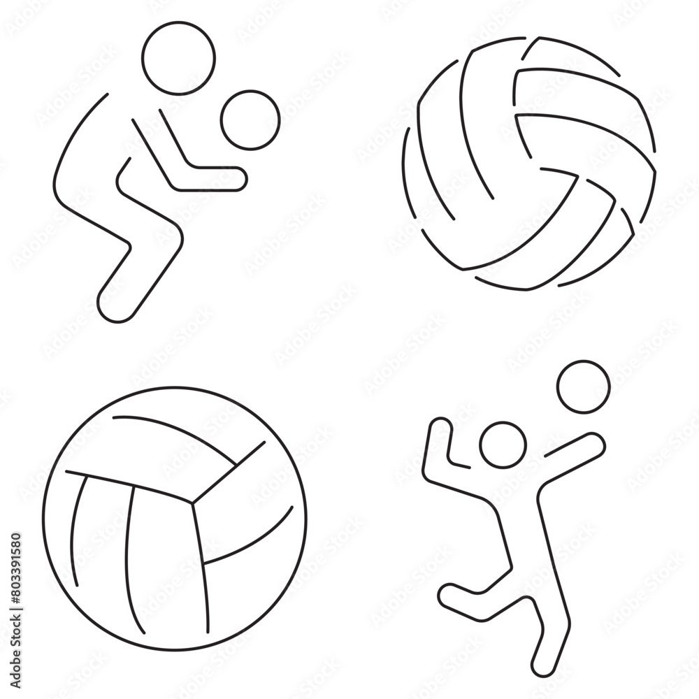 Fototapeta premium volleyball group of black icons on a white background. Vector illustration.