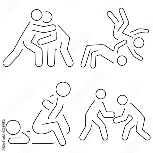 struggle group of black icons on a white background. Vector illustration.