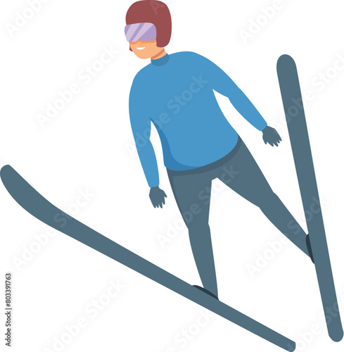 Ski jump person icon cartoon vector. Winter sport. Lifestyle speed