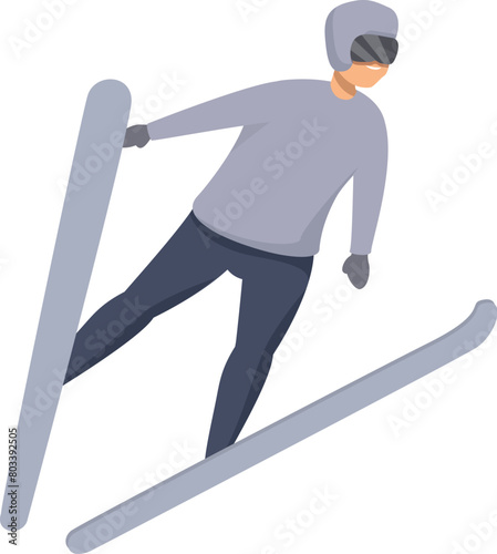Adult ski jumper icon cartoon vector. Winter sport. Active extreme