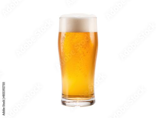 a glass of beer with foam