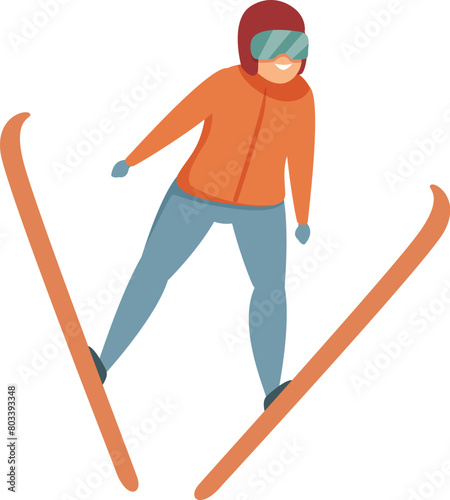 Tourism ski jumper icon cartoon vector. Adult slalom. Game outdoor