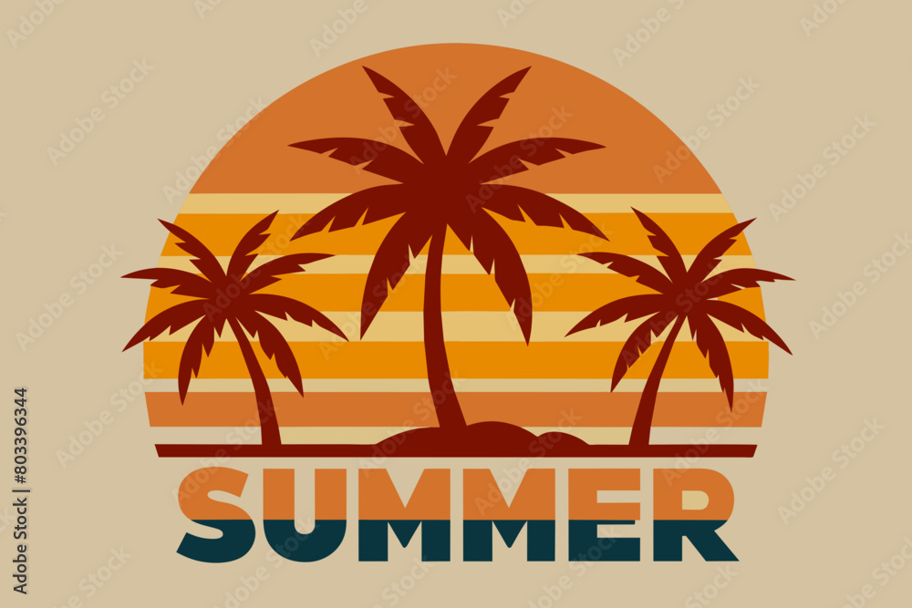 Naklejka premium Retro vintage style sunset, text 