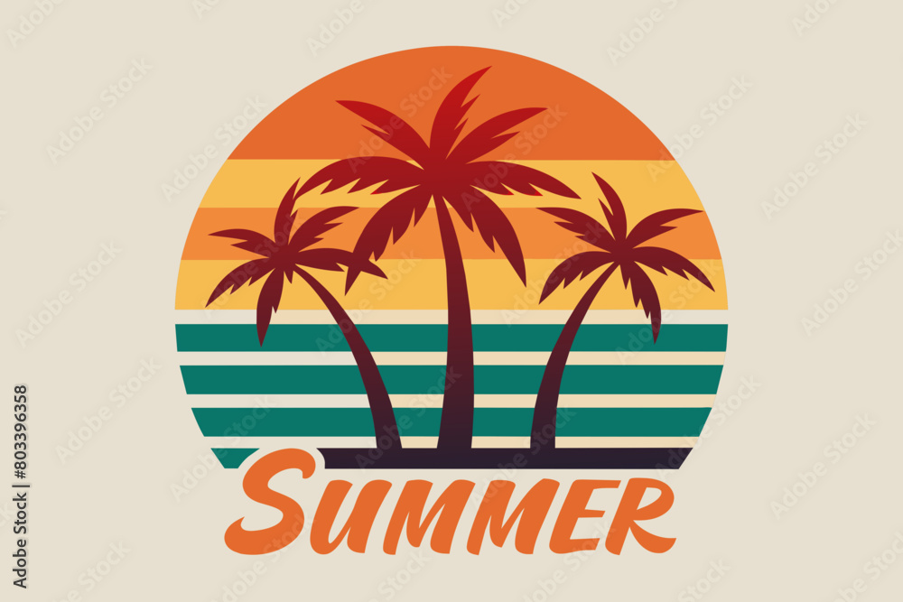 Retro vintage style sunset, text 