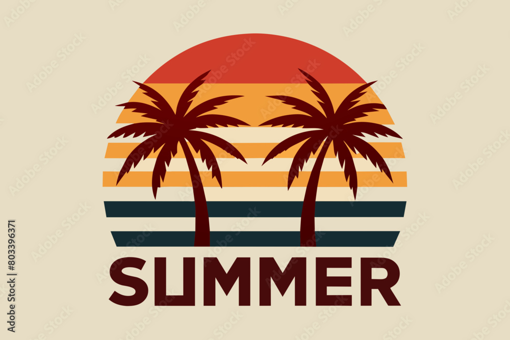 Naklejka premium Retro vintage style sunset, text 