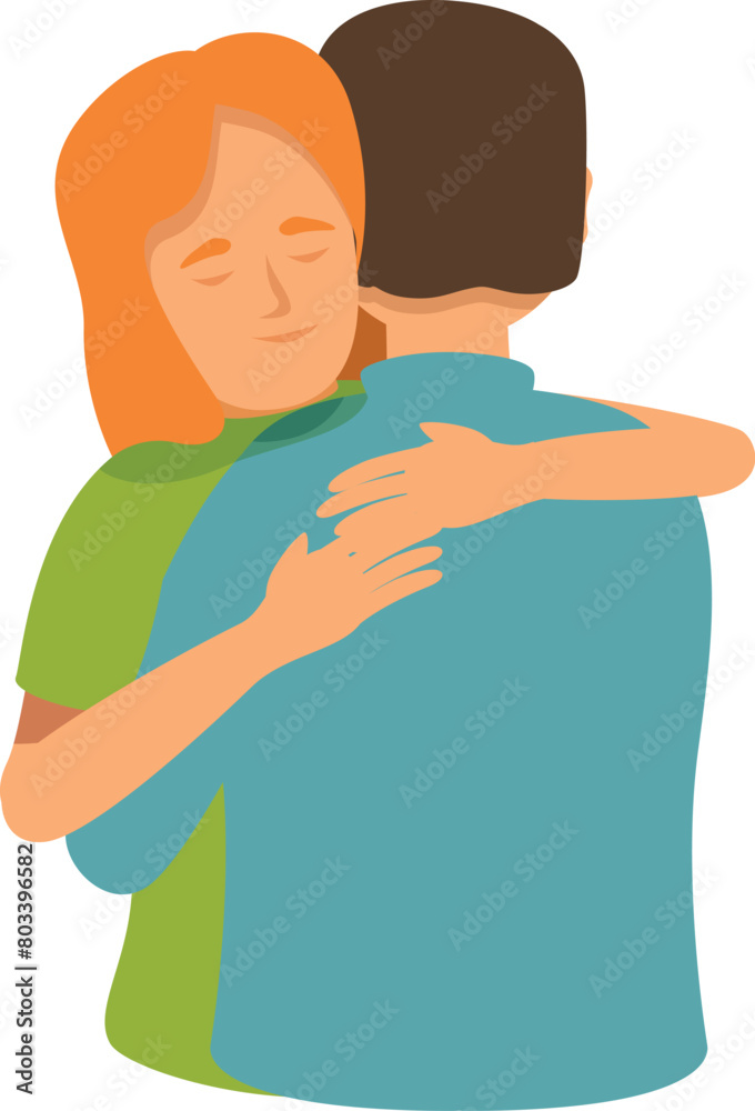 Obraz premium Calm support embrace icon cartoon vector. Family love. Partner romantic