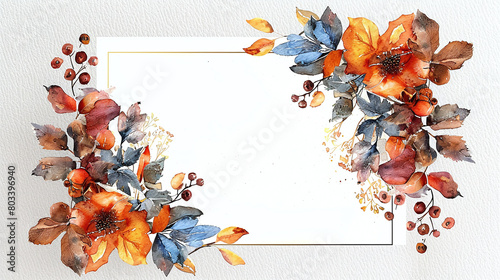 watercolor painting of autumn leaves border 