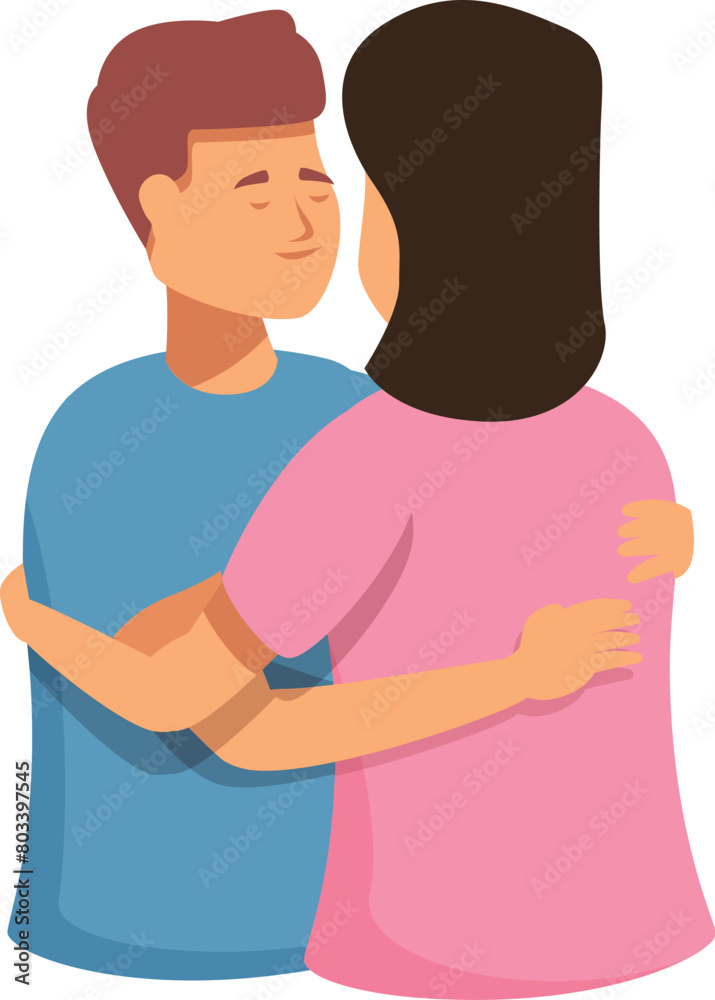 Family couple embrace icon cartoon vector. Romantic group. Love support
